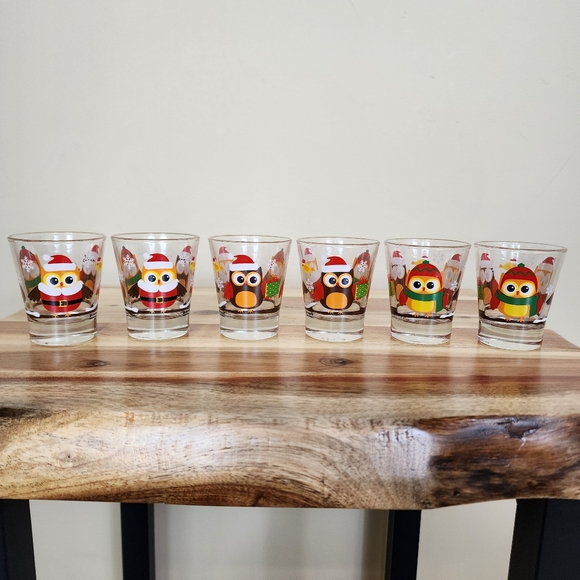 CERVE Made in Italy Christmas Owl Shot Glasses - Set of 6 - Picture 9 of 9
